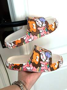 Mujer con dibujos animados león & con estampado de conejo Chanclas EVA preppy Chanclas - Multicolor - Ver 2