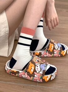 Mujer con dibujos animados león & con estampado de conejo Chanclas EVA preppy Chanclas - Multicolor - Ver 6