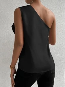 Chiquease Áo sơ mi nữ Xù màu trơn Giải trí - màu đen - Xem 2