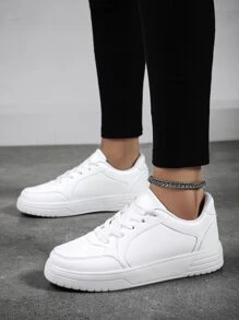 女士繫帶運動戶外白色運動鞋