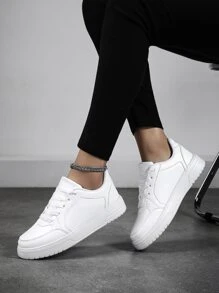 女士繫帶運動戶外白色運動鞋