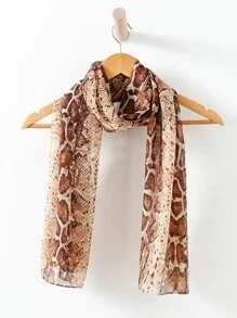 Snakeskin Print Scarf - Multicolor - View 1