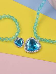 Chicas Collar con cuenta con diamante de imitación con accesorio de corazón con pulsera - Multicolor - Ver 2