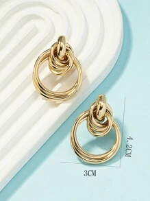 圓形耳墜 - 金黃色 - 查看 3