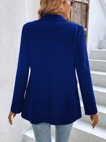 Chiquease Lapel Neck Single Button Blazer - Blue - View 2