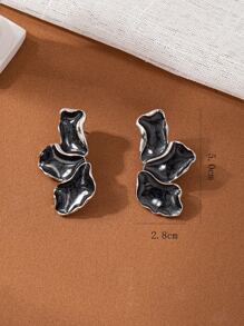 Structured Stud Earrings - Black - View 2