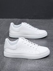 Men's Fashion Simple Casual Sports Skate Shoes Breathable Low-Top Sneakers - White - View 4