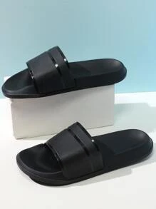 guay negro Chanclas para con banda única PVC Zapatillas - Negro - Ver 3