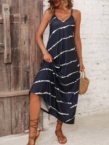 SHEIN LUNE Graphic Print Cami Dress - Navy Blue - View 1