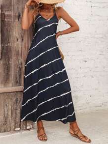 SHEIN LUNE Graphic Print Cami Dress - Navy Blue - View 4