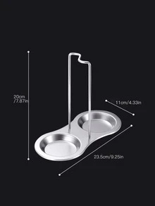 Soporte de cuchara de acero inoxidable de 1 pieza, estante de cocina desmontable para cocina - Plateado - Ver 2