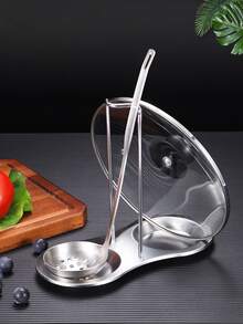 Soporte de cuchara de acero inoxidable de 1 pieza, estante de cocina desmontable para cocina - Plateado - Ver 3