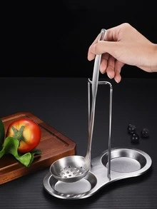 Soporte de cuchara de acero inoxidable de 1 pieza, estante de cocina desmontable para cocina - Plateado - Ver 4