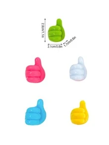 5pcs/set PVC Thumb Shaped Wall Hook, Creative Hook For Home - White - View 2