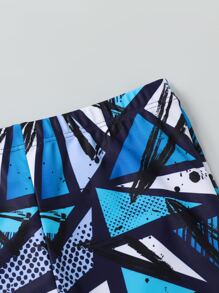 Tween Boy Geo & Letter Graphic Beach Swimsuit - Blue and White - View 4