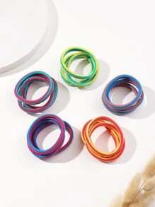 16pcs Solid Hair Tie - Multicolor - View 2