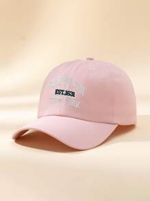 Y2K風格男女皆宜繡花布魯克林紐約印字遮陽透氣時尚棒球帽，適用於日常戶外活動和防曬 - 粉色 - 查看 2