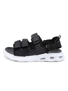 Men Release Buckle Decor Hook-and-loop Fastener Sandals, Sporty Mesh Sport Sandals For Summer - White - View 3