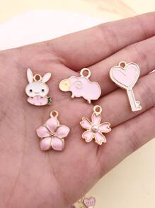 25入組/套花和蝴蝶DIY吊墜 - 粉色 - 查看 2