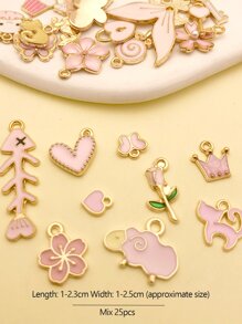 25入組/套花和蝴蝶DIY吊墜 - 粉色 - 查看 4