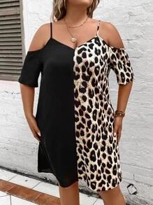 SHEIN LUNE Đầm Plus Size Túi Khối Màu In hoa Báo Giải trí - Nhiều màu - Xem 5