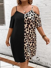 SHEIN LUNE Đầm Plus Size Túi Khối Màu In hoa Báo Giải trí - Nhiều màu - Xem 4
