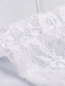 1pair Girls' Flower Lace Edge Gloves Suitable For Daily, Performance And Festival Use - White - View 3