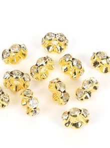 50 piezas Cuenta DIY con diseño de diamante de imitación - Dorado - Ver 3