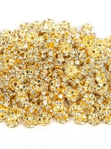 50 piezas Cuenta DIY con diseño de diamante de imitación - Dorado - Ver 5