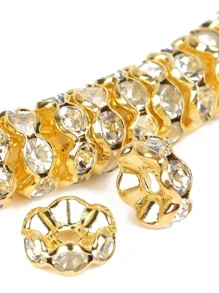 50 piezas Cuenta DIY con diseño de diamante de imitación - Dorado - Ver 1