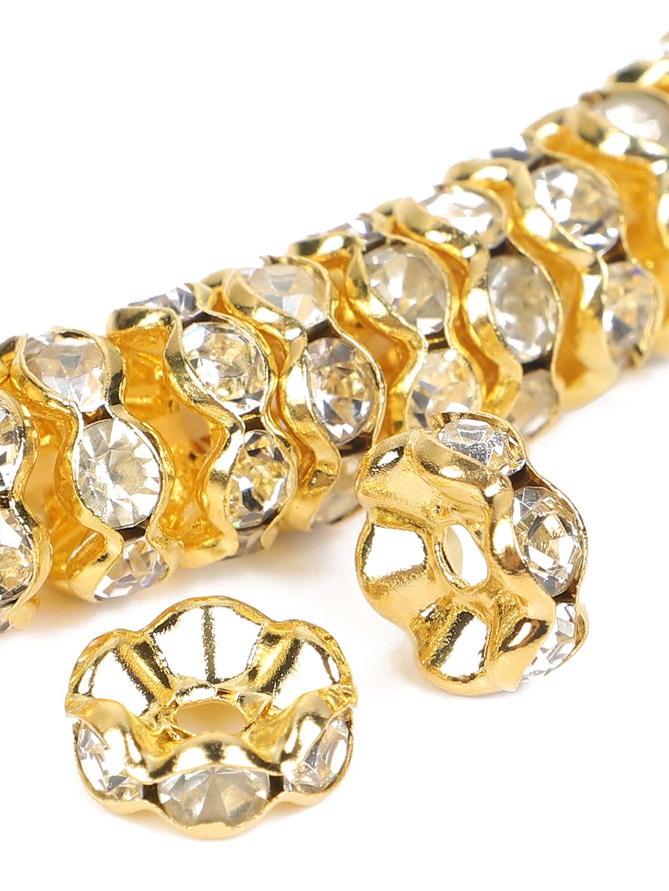 50 piezas Cuenta DIY con diseño de diamante de imitación - Dorado - Ver 1