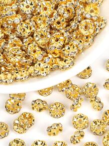 50 piezas Cuenta DIY con diseño de diamante de imitación - Dorado - Ver 6
