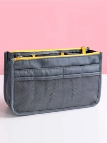Women Make Up Organizer Felt Insert Bag For Handbag Travel Inner Purse Portable Cosmetic Bag Tote Pouch Storage Bag Ladies Classic Inner Portable Accessories For Teen Girls Women College Students Rookies & White-collar Workers - Grey - View 2