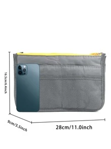 Women Make Up Organizer Felt Insert Bag For Handbag Travel Inner Purse Portable Cosmetic Bag Tote Pouch Storage Bag Ladies Classic Inner Portable Accessories For Teen Girls Women College Students Rookies & White-collar Workers - Grey - View 5