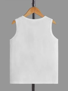 SHEIN Boys Striped & Playing Card Print Tank Top - White - View 2