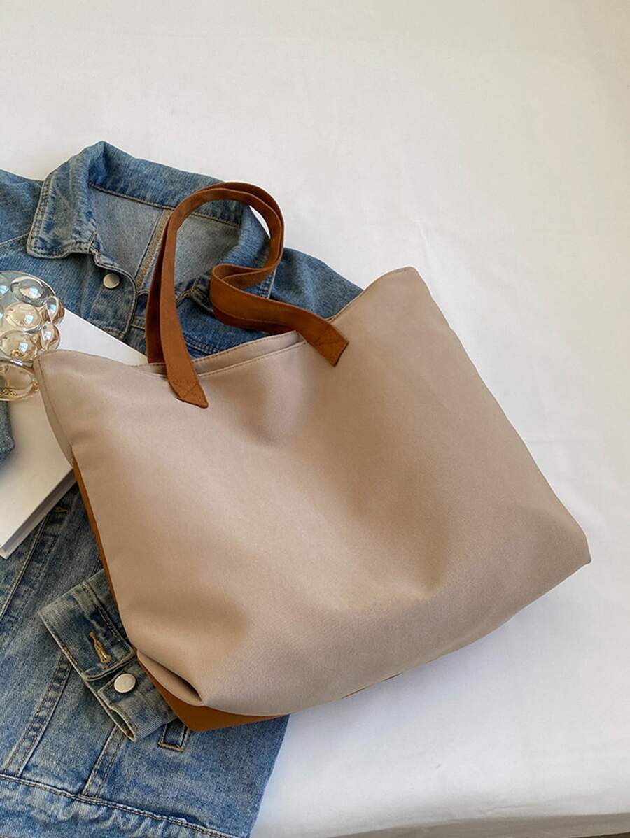 Colorblock Letter Patch Decor Shopper Bag SHEIN USA