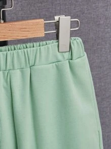 SHEIN Leap Crew Tween Boy Letter Graphic Tee & Shorts - Mint Green - View 4