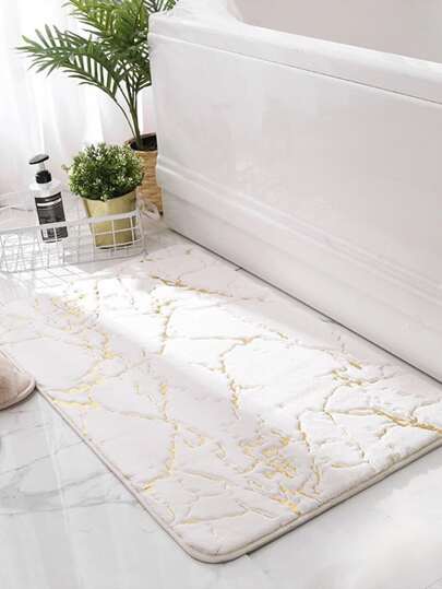 1pc Graphic Bath Rug, Modern Polyester Toilet Mat For Bathroom Home Bathroom Decor Floor Carpet Outdoor Rug Door Mat Fall Decor Bathroom Accessories Back To School Entryway Decor