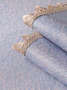 1入組雙色流蘇裝飾沙發套現代滌綸多尺寸防滑沙發巾適用於客廳臥室餐廳家庭辦公室 - 藍色 - 查看 3