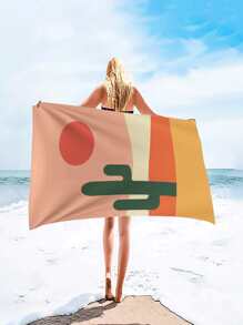 1入組卡通圖案沙灘巾現代戶外沙灘巾 - 彩色 - 查看 2