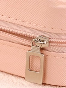 1 joyero portátil para guardar joyas, joyero cuadrado rosa minimalista para viajes - Rosa - Ver 8