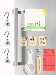 3pcs Magnet Refrigerator Hook, Minimalist Solid Color Hook For Kitchen - Silver - View 1