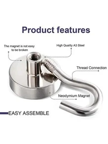 3pcs Magnet Refrigerator Hook, Minimalist Solid Color Hook For Kitchen - Silver - View 3