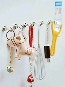 3pcs Magnet Refrigerator Hook, Minimalist Solid Color Hook For Kitchen - Silver - View 5