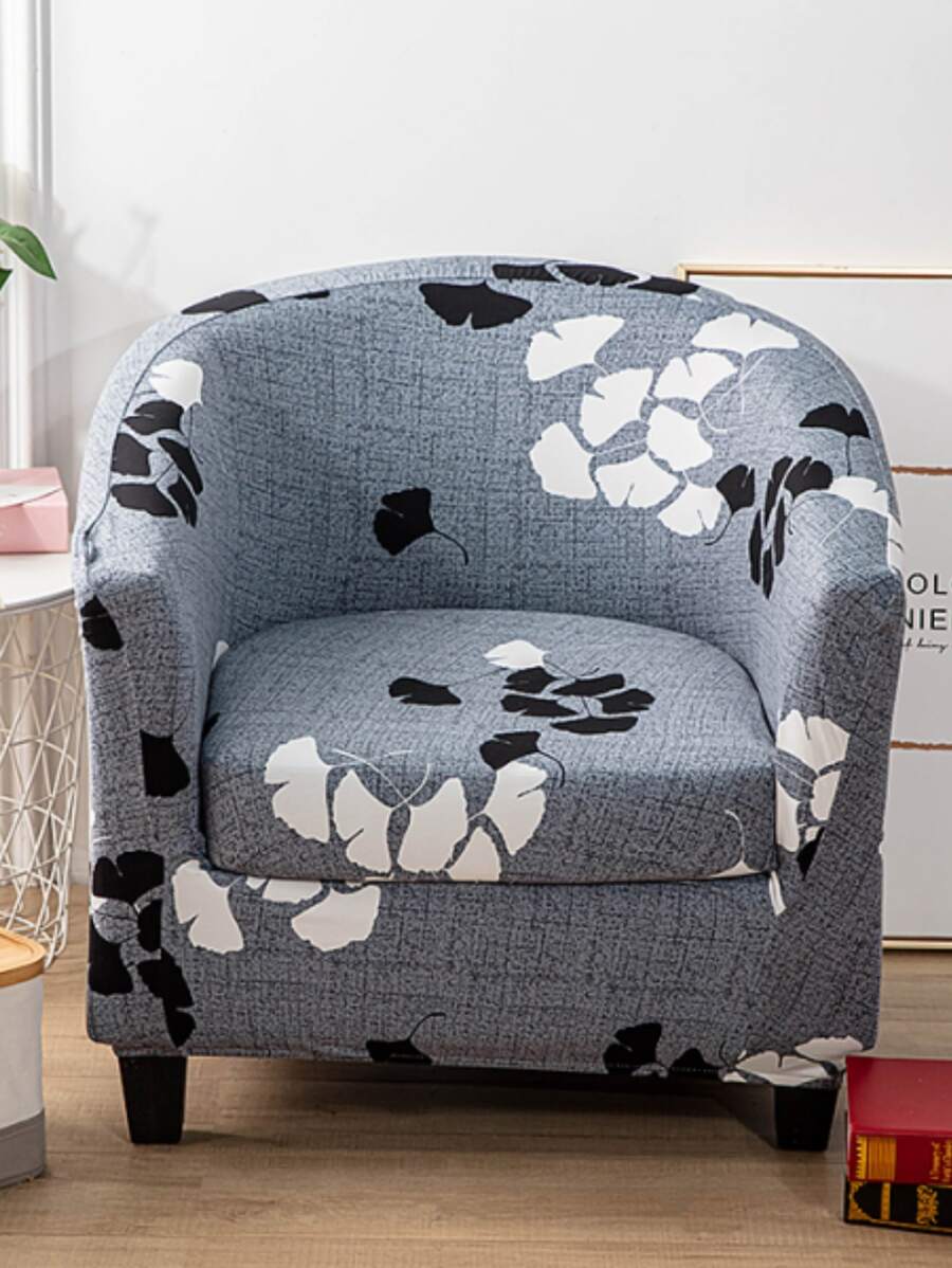 1入組銀杏葉圖案翼椅套現代滌綸彈力翼背椅沙發套