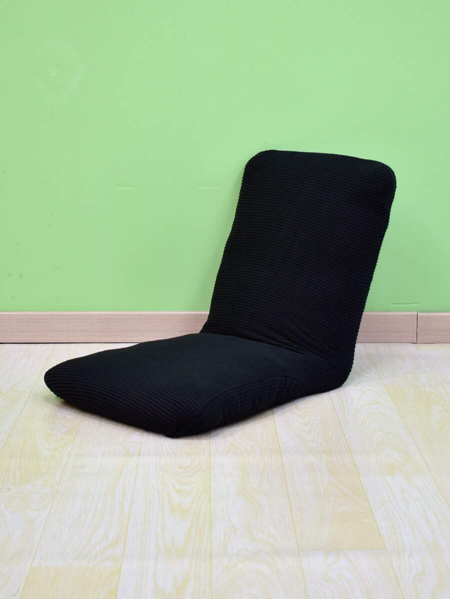 1pc Brown Dining Chair Slipcover, Japanese Style Polyester Stretchy Dining Room Chair Slipcover For Home - Black - View 1