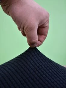 1pc Brown Dining Chair Slipcover, Japanese Style Polyester Stretchy Dining Room Chair Slipcover For Home - Black - View 3