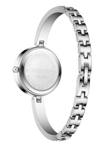REBIRTH Đồng hồ thạch anh con trỏ tròn trang trí bằng đá rhinestone - Bạc - Xem 3