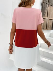 SHEIN VCAY T-Shirt-Kleid mit Farbblock