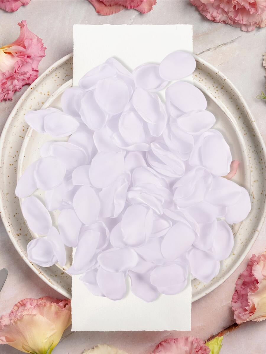 200pcs Petal Design Throwing Confetti, Modern White Polyester Tissue Confetti For Party - White - View 1